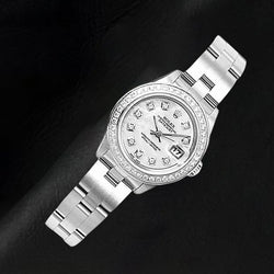 Rolex 69160 Oyster Perpetual Lady Datejust 26mm MOP Diamond Dial SS watch