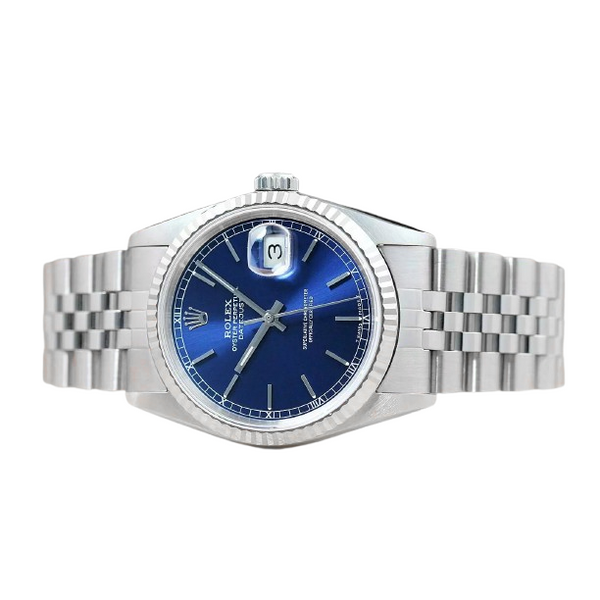 Rolex Datejust Year 2000 Blue Stick Dial 36 mm Stainless Steel Watch