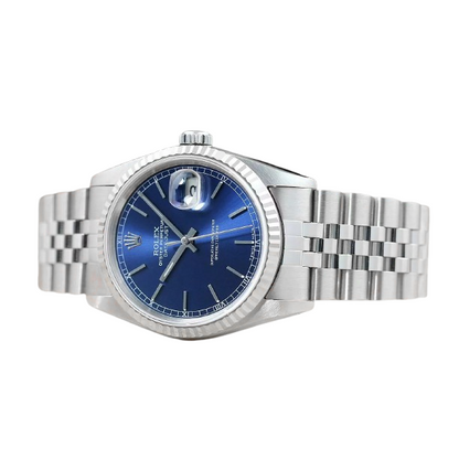 Rolex Datejust Year 2000 Blue Stick Dial 36 mm Stainless Steel Watch