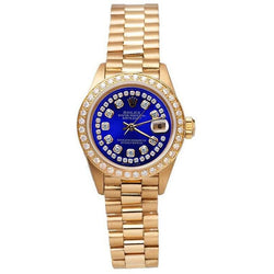 Rolex Blue String Diamond Dial Presidential Style Ladies Watch Yg