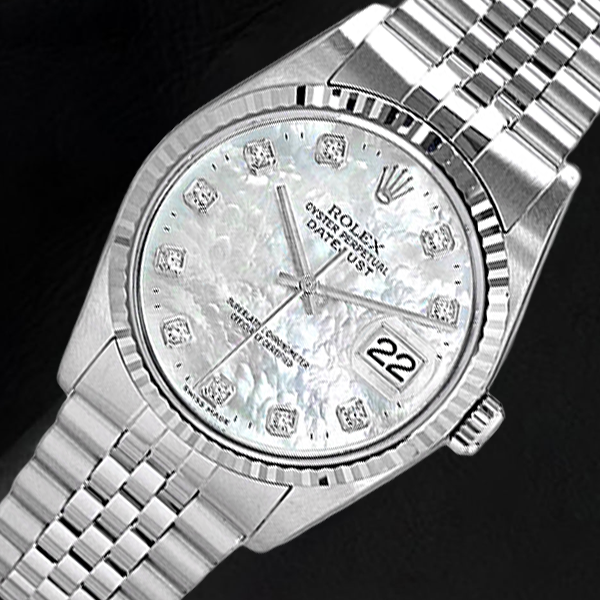 Rolex Date-just 36 mm Stainless Steel Mother of Pearl Diamond Men's Watch