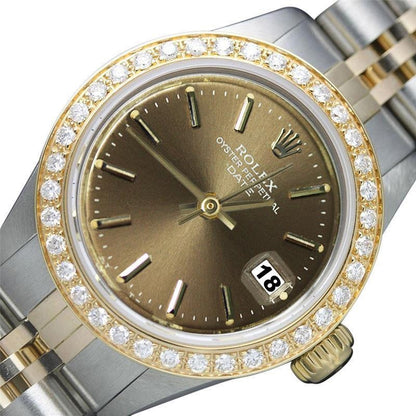 Champagne Stick Dial Diamond Bezel Watch 