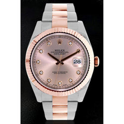 Rolex Date Just Ii 41 Mm Diamond Dial Fluted Bezel Mens Watch