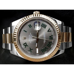 Rolex Date Just Ii 41 Mm Silver Diamond Dial Gents Watch With Gold