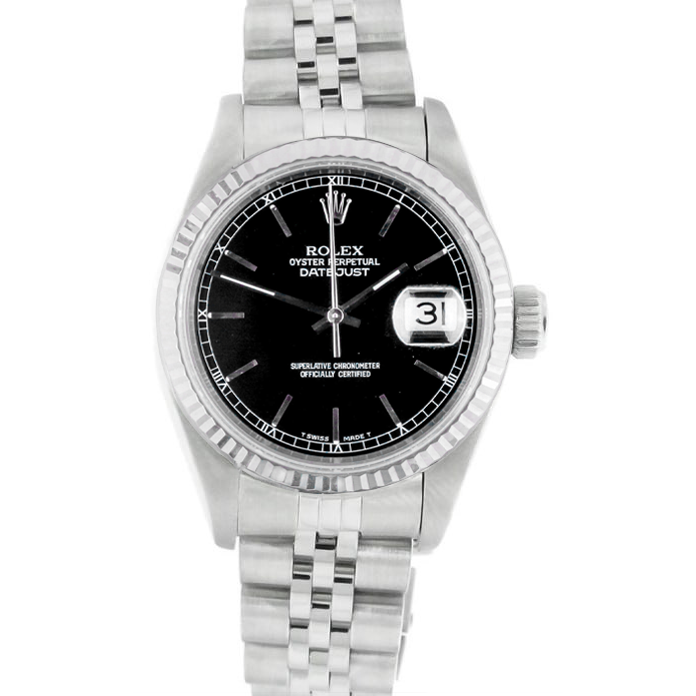 Rolex Date Just Mens 36mm Watch Black Stick Dial Quick Set