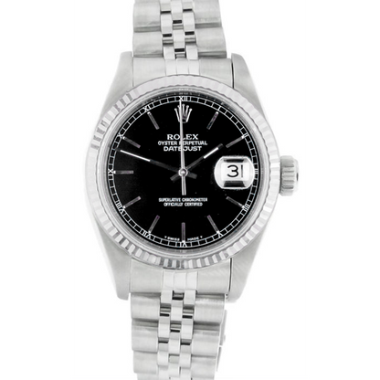 Rolex Date Just Mens 36mm Watch Black Stick Dial Quick Set