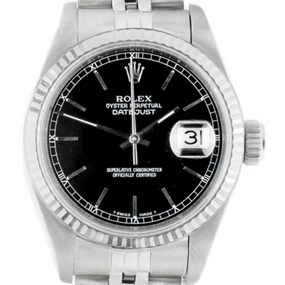 Rolex Date Just Mens 36mm Watch Black Stick Dial Quick Set