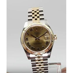 Rolex Date Just Watch Jubilee Bracelet Fluted Bezel Ss Gold Midsize