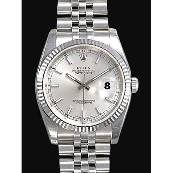 Rolex Date Mens Steel Silver