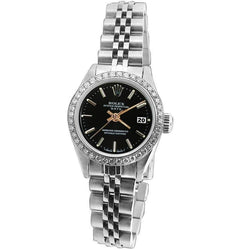 Rolex Date Watch Stainless Steel Jubilee Black Stick Dial  Bezel