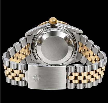 Rolex Datejust 16013 36mm White Mother of Pearl Roman Diamond Dial Two Tone Watch