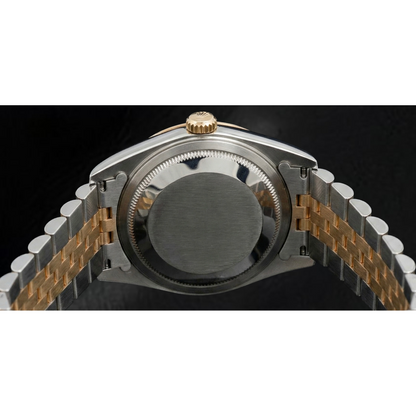 Rolex Datejust 31mm White Mother Of Pearl Diamond Dial Fluted Bezel Two Tone Watch With Hidden Clasp