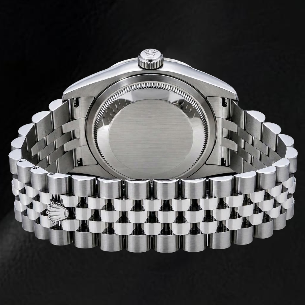 Rolex Datejust 36mm 116200 White Mother of Pearl Baguette Diamond Dial Diamond Bezel Jubilee Bracelet  Watch