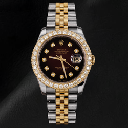 Rolex Datejust 36mm 116233 Red Diamond Dial Diamond Bezel Two Tone Watch