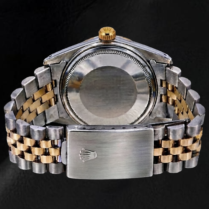 Rolex Datejust 36mm 16233 Blue Mother of Pearl Diamond Dial Two Tone Watch