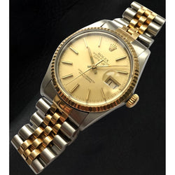 Rolex Datejust 36 mm Champagne Stick Dial Two Tone Men's Watch