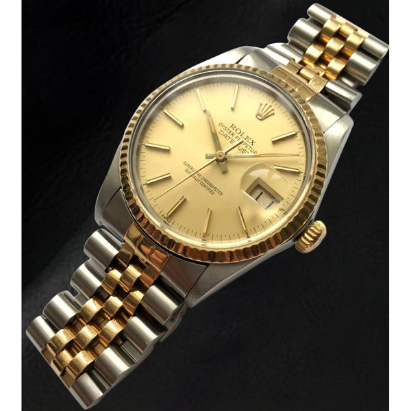 Rolex Datejust 36 mm Champagne Stick Dial Two Tone Men's Watch