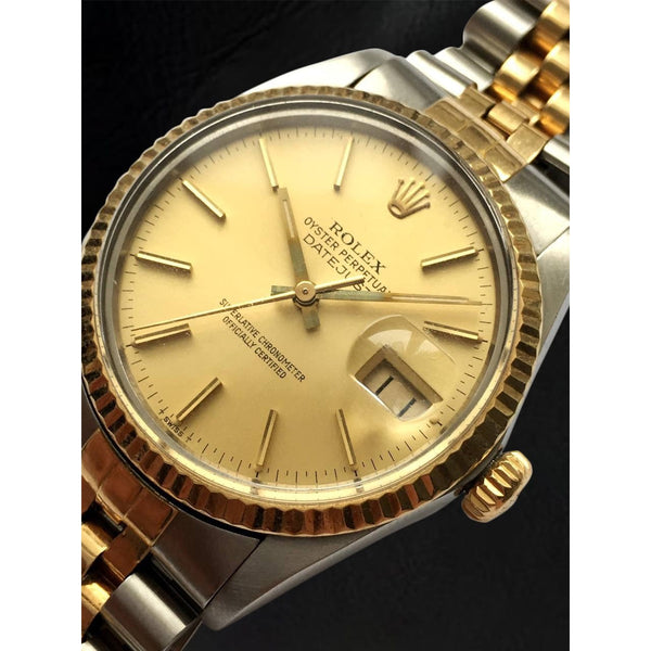 Rolex Datejust 36 mm Champagne Stick Dial Two Tone Men's Watch