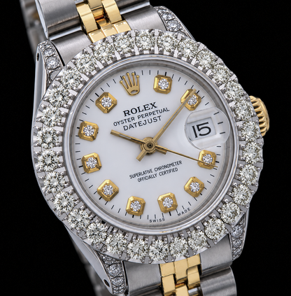 Rolex Datejust 6917 26mm White Diamond Dial Two Tone Watch Jubilee