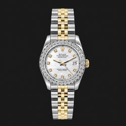 Rolex Datejust 6917 Lady 26mm White Mother Of Pearl Diamond Dial Two Tone Watch