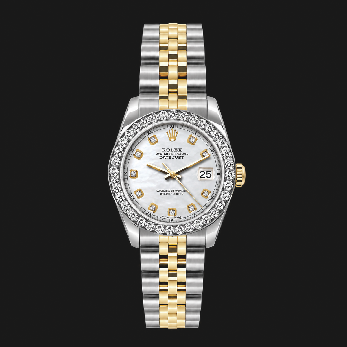 Rolex Datejust 6917 Lady 26mm White Mother Of Pearl Diamond Dial Two Tone Watch