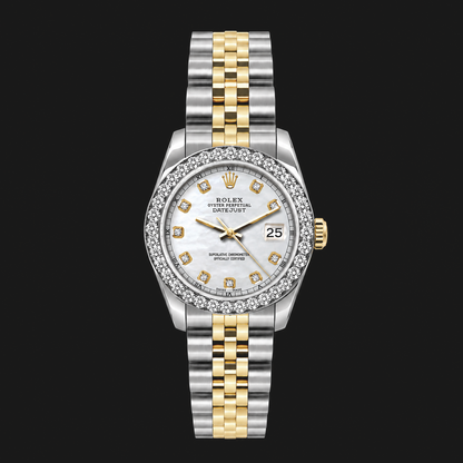 Rolex Datejust 6917 Lady 26mm White Mother Of Pearl Diamond Dial Two Tone Watch