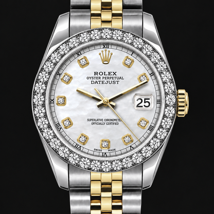 Rolex Datejust 6917 Lady 26mm White Mother Of Pearl Diamond Dial Two Tone Watch