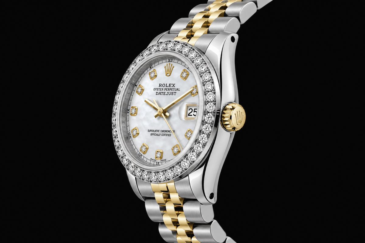 Rolex Datejust 6917 Lady 26mm White Mother Of Pearl Diamond Dial Two Tone Watch