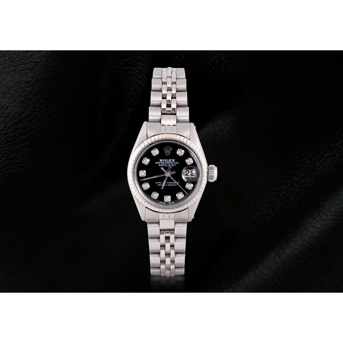Diamond Dial Fluted Bezel Ladies Watch 