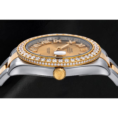 Rolex Datejust II 41mm 116333 Champagne Roman Diamond Dial Diamond Bezel Watch