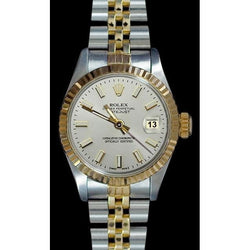 Rolex Datejust Lady White Stick Dial Watch Ss & Yellow Gold