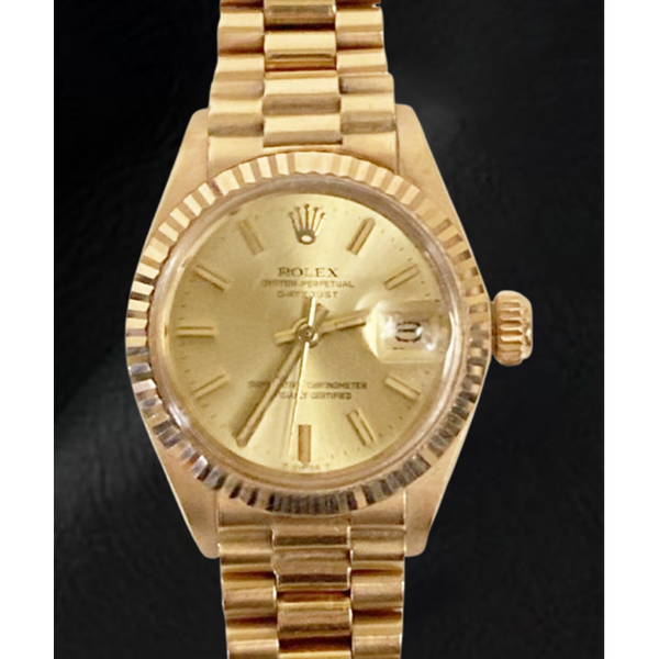 Rolex Datejust President style 26 mm Champagne Dial Yellow Gold Ladies Watch