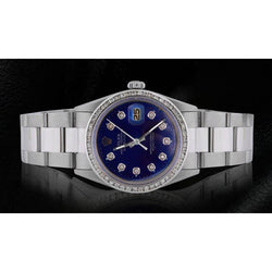 Rolex Datejust Ss Oyster Bracelet Men Watch Blue Diamond Dial Bezel QUICK SET