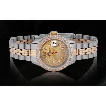 Diamond Dial Bezel Ladies Watch Ss & Gold