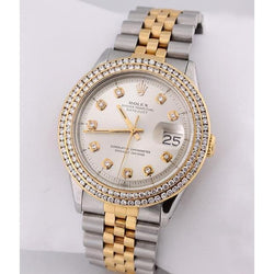 Rolex Datejust Watch Double Row Diamond Bezel Date Just