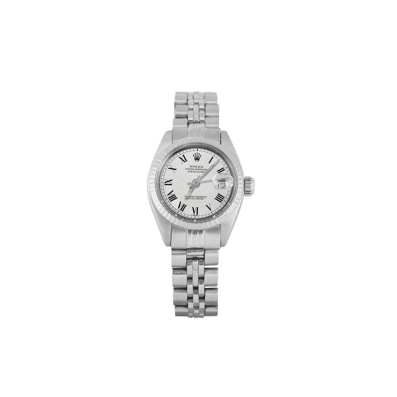 Roman Dial Lady Watch Fluted Bezel 