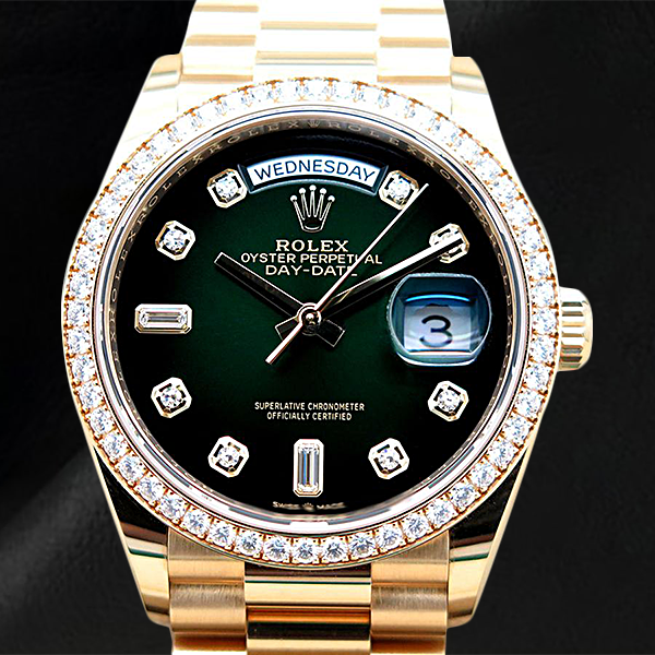 natural diamond watch front view