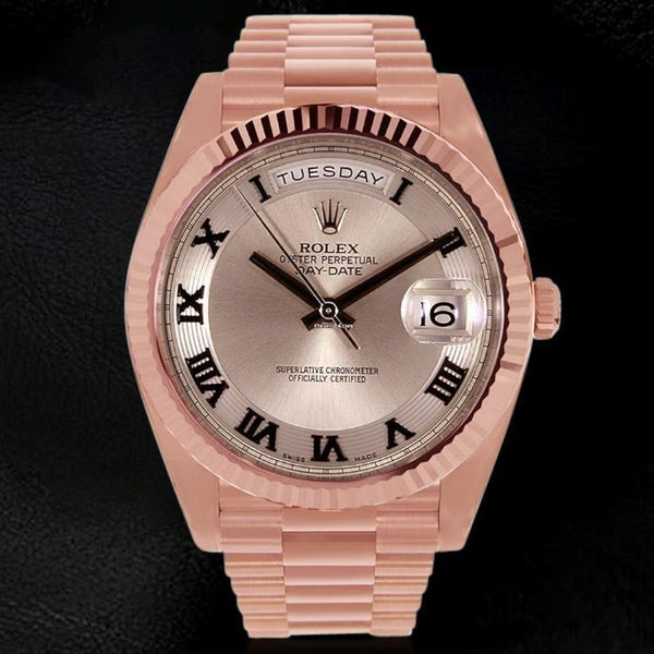 Mens Watch Pink Roman Dial