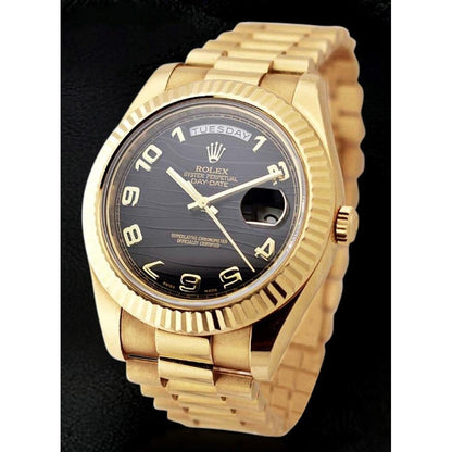 Men Watch Domed Bezel Yellow Gold