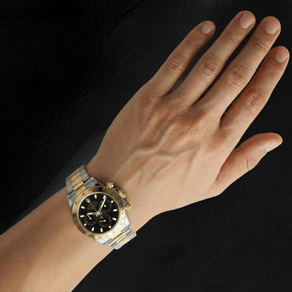 Rolex Daytona Chronograph Black Dial Steel Yellow Gold Two Tone Watch