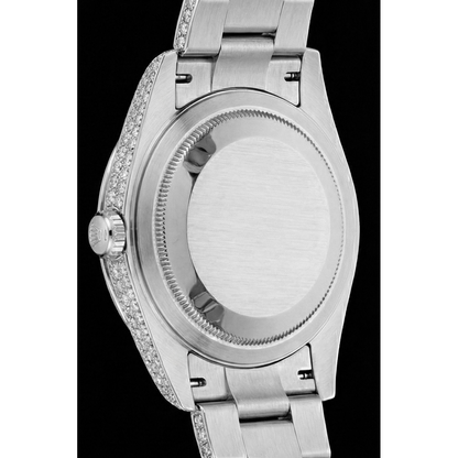 Rolex Iced Out 36 mm Bustdown Chocolate Diamond Dial Stainless Steel Watch Oyster Band