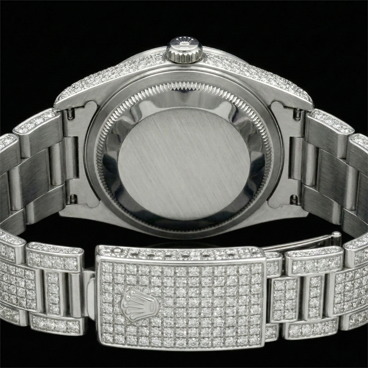 Rolex Iced Out 36 mm Bustdown Chocolate Diamond Dial Stainless Steel Watch Oyster Band