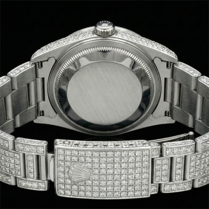 Rolex Iced Out 36 mm Bustdown Chocolate Diamond Dial Stainless Steel Watch Oyster Band