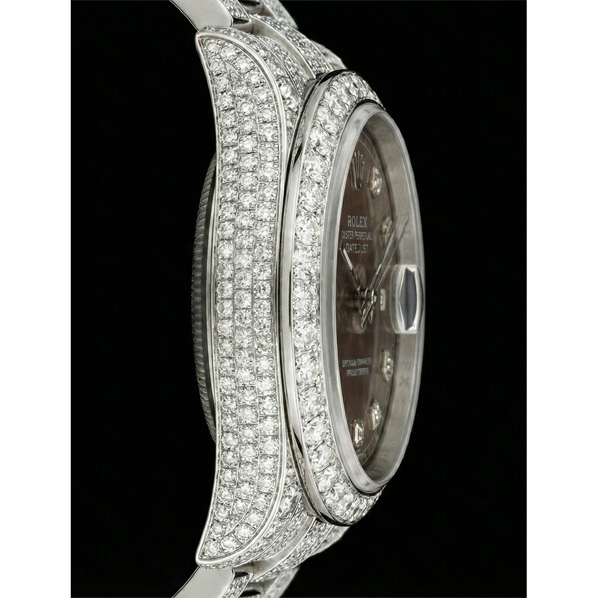 Rolex Iced Out 41 mm Bustdown Chocolate Diamond Dial Stainless Steel Watch Oyster Band