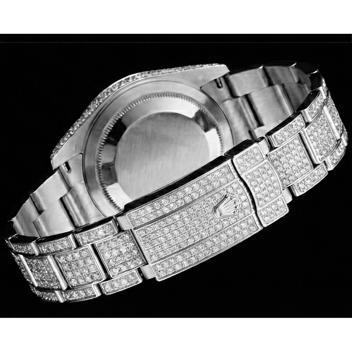 Rolex Iced Out 41 mm Bustdown Chocolate Diamond Dial Stainless Steel Watch Oyster Band