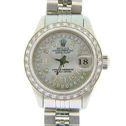 Rolex Ladies Datejust Watch Stainless Steel Diamond Dial Bezel