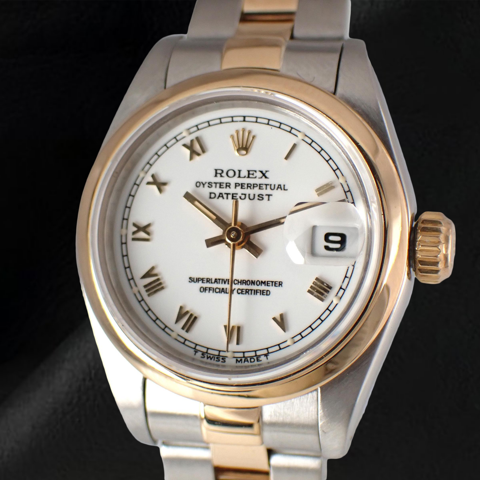 Rolex Lady-Datejust 26 mm Two Tone White Roman Dial Watch