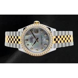 Rolex Lady Datejust 31mm Mother Of Pearl Diamond Dial 18K Yellow Gold Steel Watch