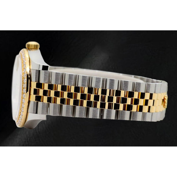 Diamond Dial 18K Yellow Gold Steel Watch