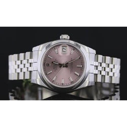 Rolex Midsize Datejust Watch Pink Stick Dial Jubilee Bracelet Ss